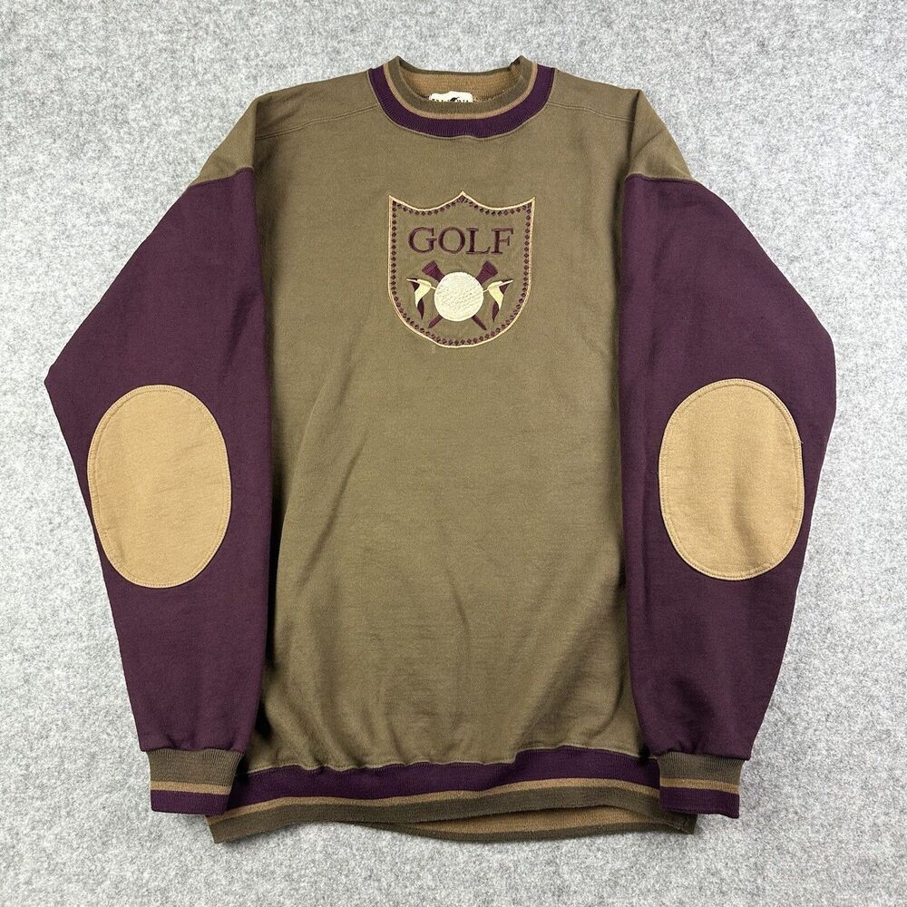 VTG Winona Golf Sweatshirt Mens XL Varsity Elbow Patch Sports Preppy USA Made*